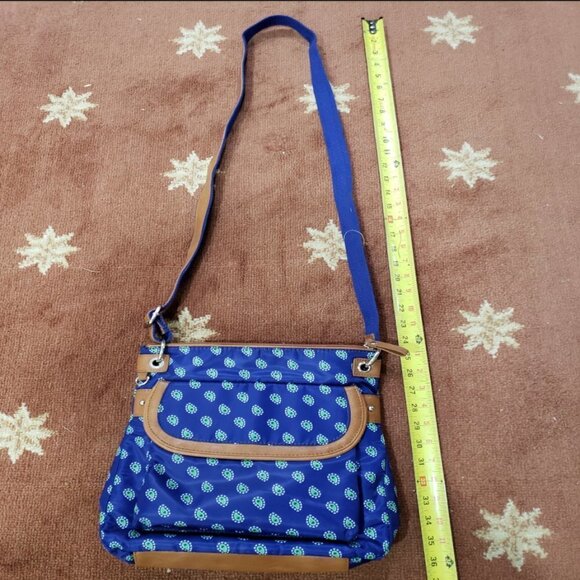 Laura Scott Blue Paisley Crossbody Bag Nylon, Magnetic Flap & Zipper, Adjustable - Picture 7 of 11